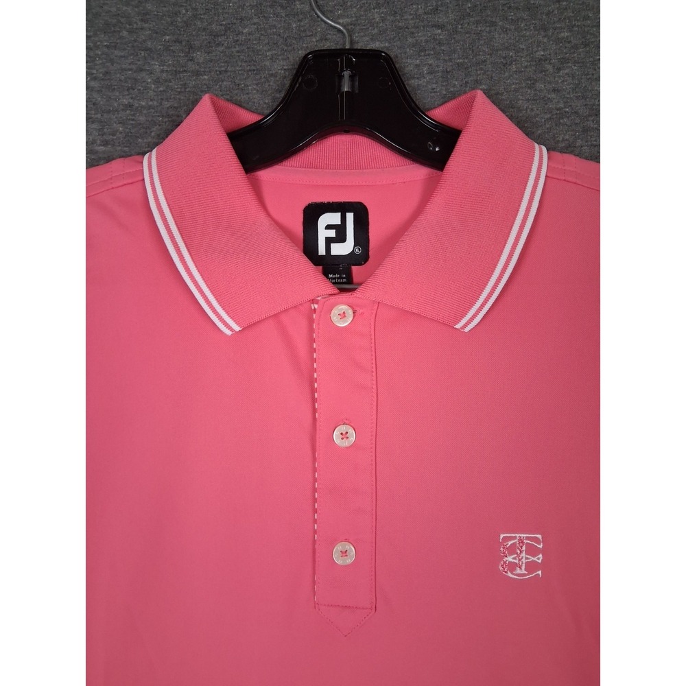 FJ Mens Shirt XL Pink Golf Polo Performance Knit Country Club Logo Preppy Casual